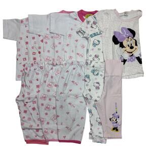 Disney Toddler Girls Pajama Lot Minnie Mouse Hello Kitty 6pc Size 2T